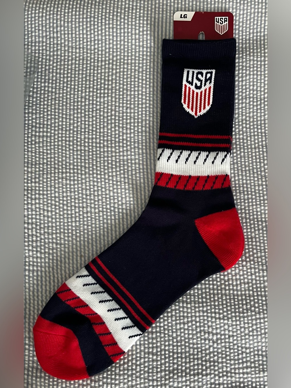 US Soccer Team Navy, Red & White Athletic Crew Socks - Men